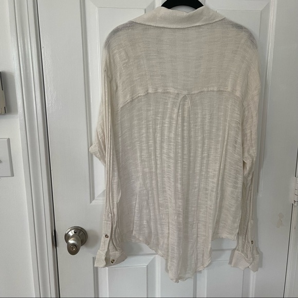 Free People cream long sleeve button down top - Picture 4 of 14